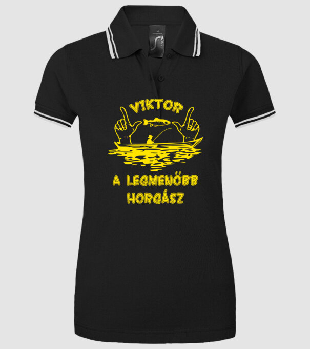 Horgász Viktor színezhető minta fekete pólón