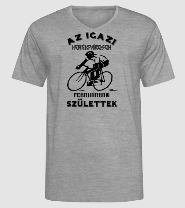 Igazi kerékpárosok február minta szürke pólón