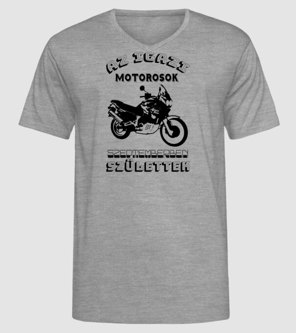 Igazi motorosok szeptember minta szürke pólón