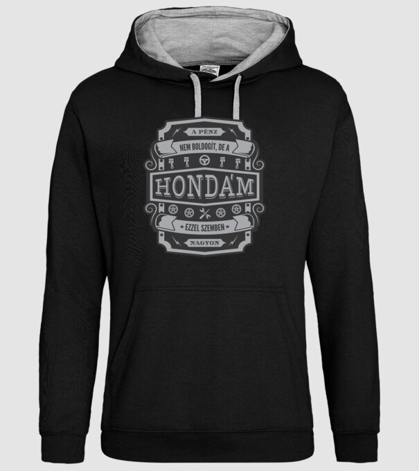 Boldogság a Hondám minta fekete pólón