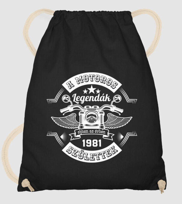 Motoros legendák fehér 1981 minta fekete pólón