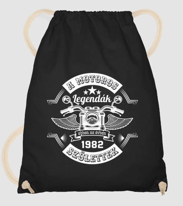 Motoros legendák fehér 1982 minta fekete pólón