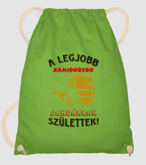 Kamionos szülinapja január minta almazöld pólón