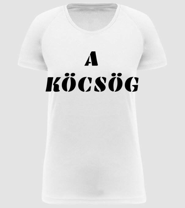 A köcsög minta fehér pólón
