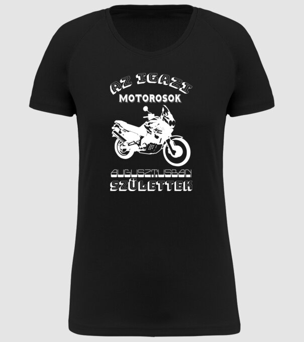 Igazi motorosok augusztus minta fekete pólón