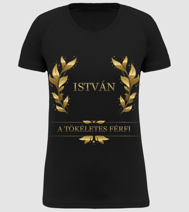 István minta fekete pólón