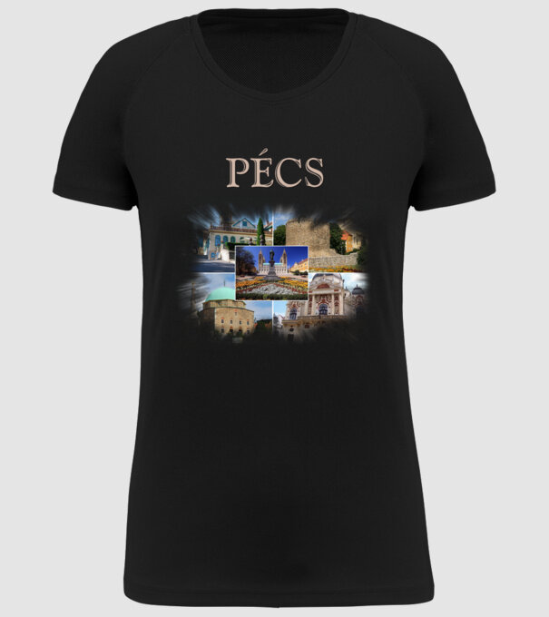 Pécs minta fekete pólón