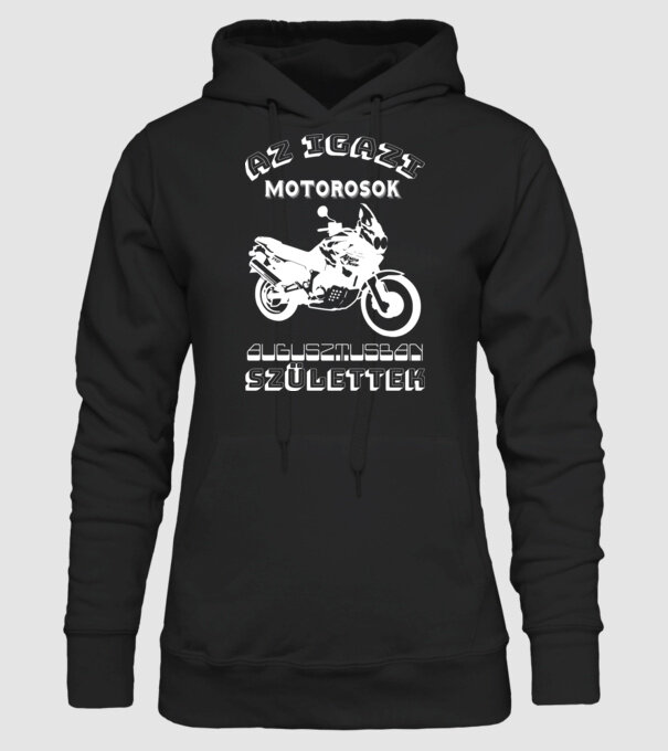 Igazi motorosok augusztus minta fekete pólón