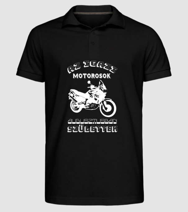 Igazi motorosok augusztus minta fekete pólón