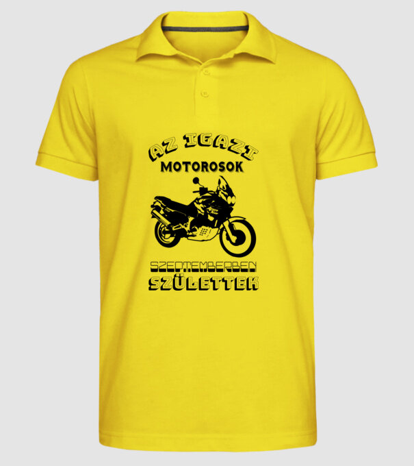 Igazi motorosok szeptember minta sárga pólón