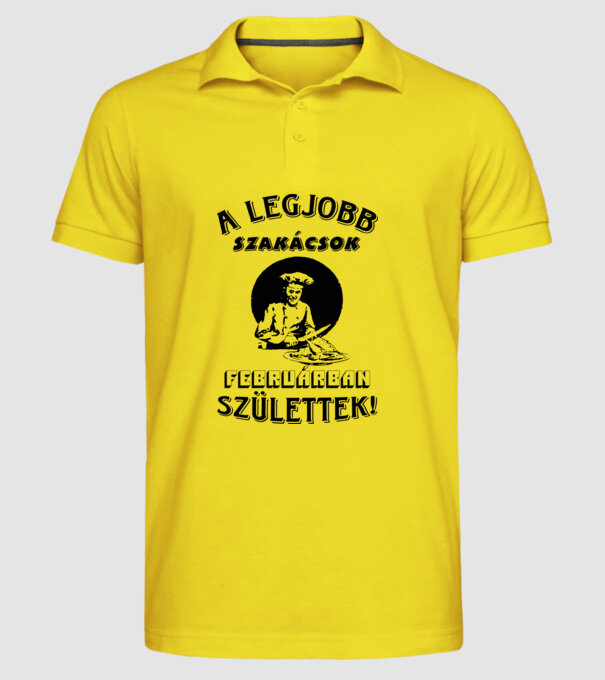 Szakács szülinapja február minta sárga pólón