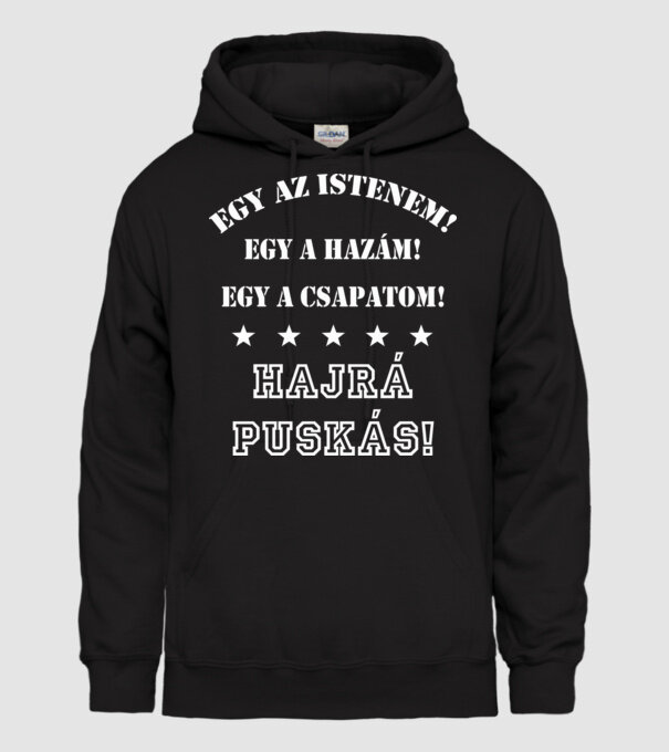 Puskás drukker minta fekete pólón