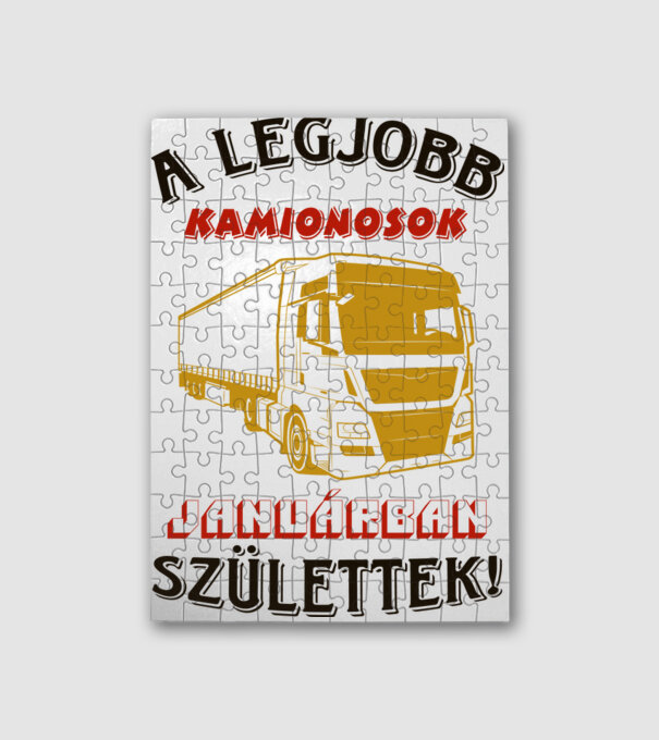 Kamionos szülinapja január minta fehér pólón