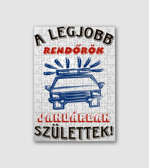Rendőr szülinapja január minta fehér pólón