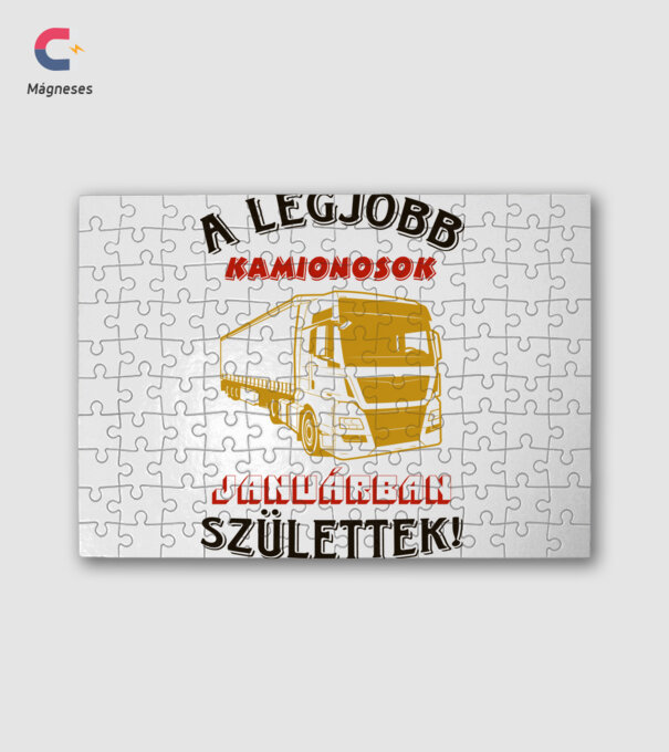 Kamionos szülinapja január minta fehér pólón