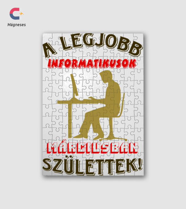 Informatikus férfi szülinapja március színezhető minta fehér pólón