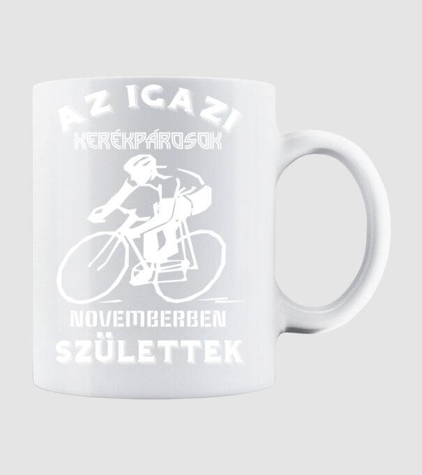 Igazi kerékpárosok november minta fehér pólón