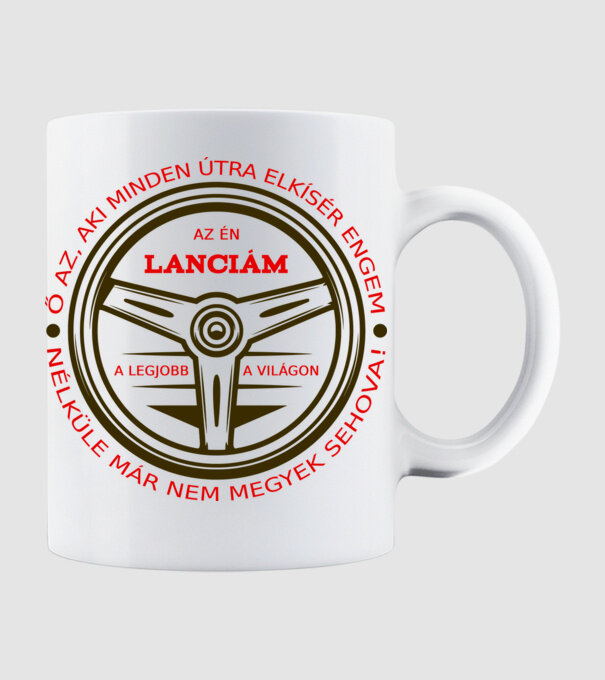 Lanciás kormány színezhető minta fehér pólón