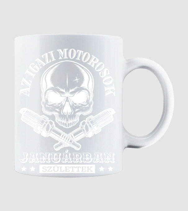 Motoros január minta fehér pólón