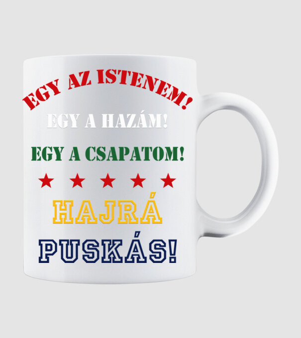 Puskás drukker minta fehér pólón