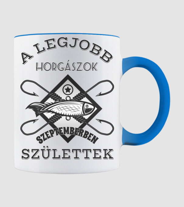 Horgász szeptember minta világoskék pólón