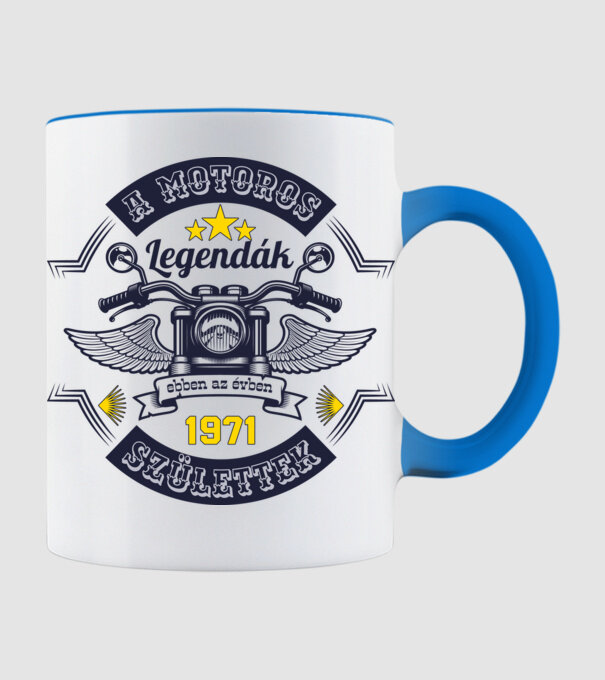 Motoros legendák 1971 minta világoskék pólón