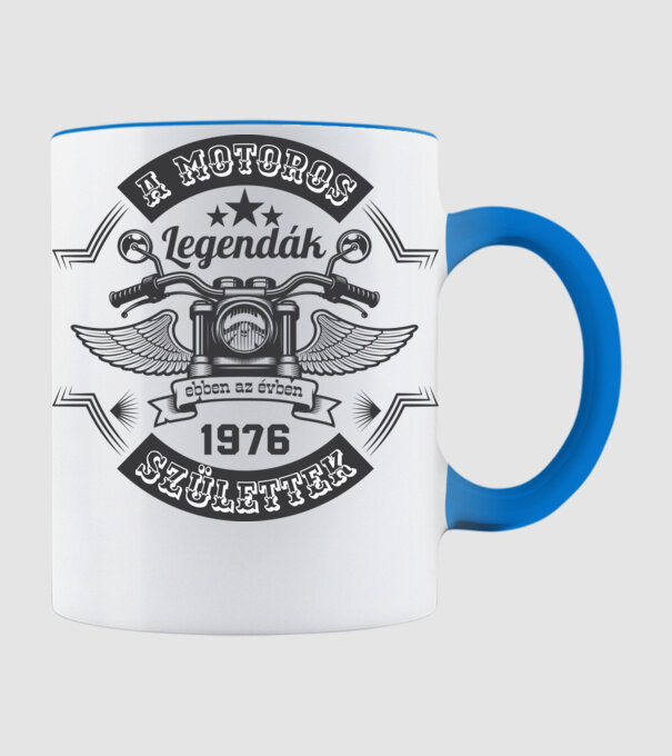 Motoros legendák szürke 1976 minta világoskék pólón