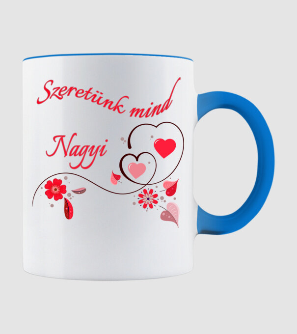 Szeretünk mind Nagyi minta világoskék pólón