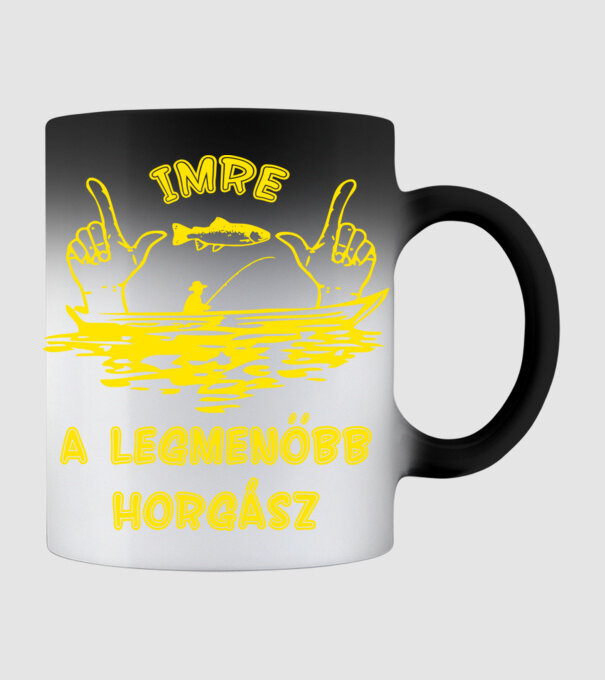 Horgász Imre színezhető minta fekete pólón