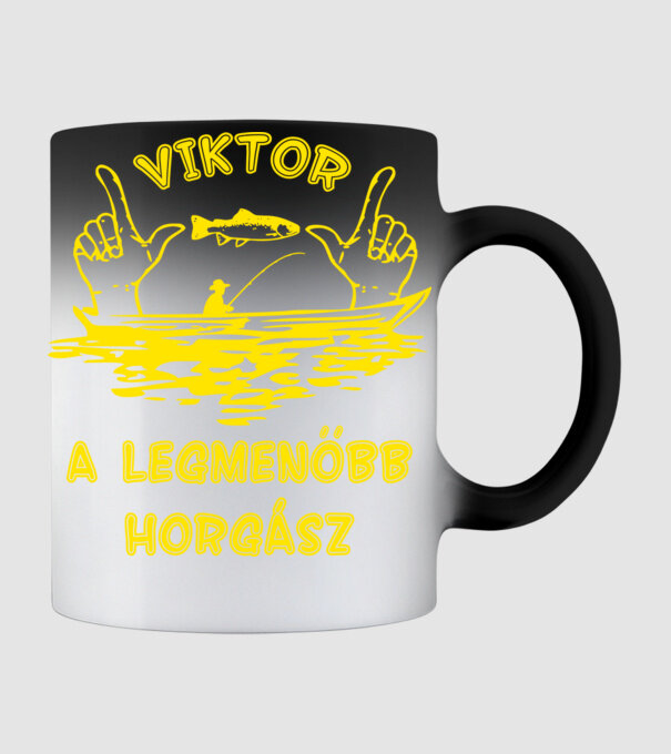 Horgász Viktor színezhető minta fekete pólón