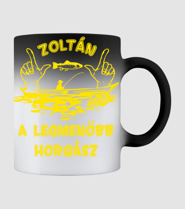 Horgász Zoltán színezhető minta fekete pólón