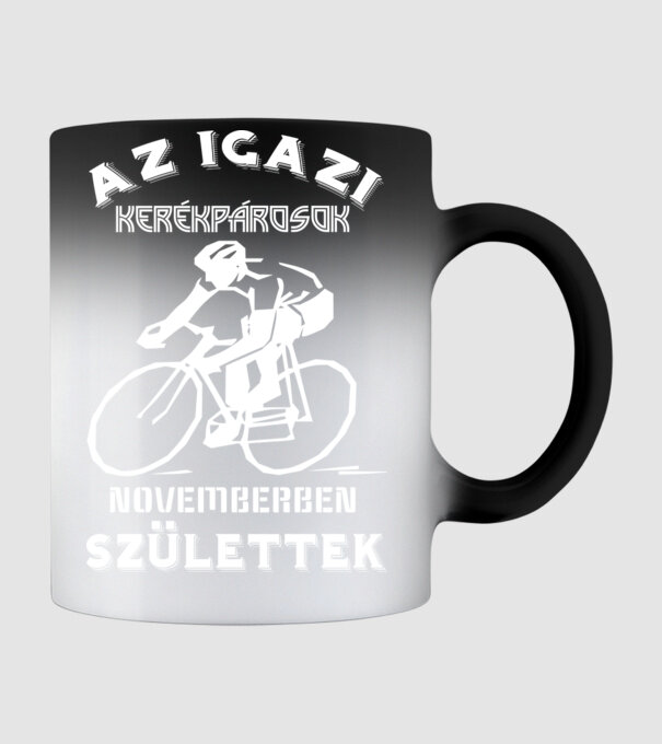Igazi kerékpárosok november minta fekete pólón