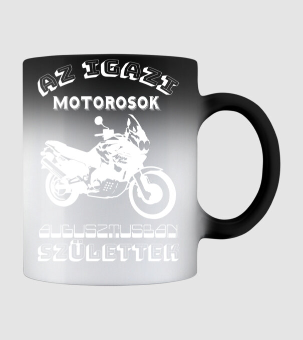Igazi motorosok augusztus minta fekete pólón
