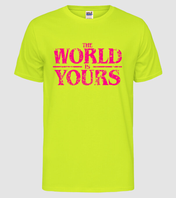The World is Yours destroy minta neonsárga pólón