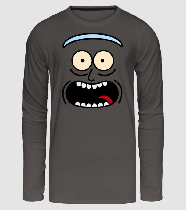 Pickle Rick Face minta sötétszürke pólón