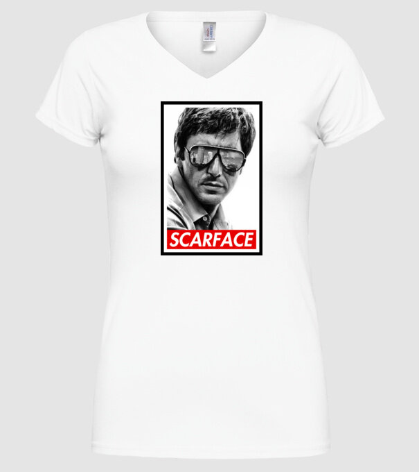 Scarface minta fehér pólón