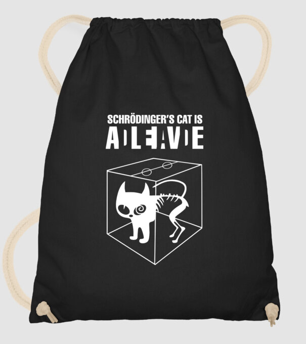 Schrödinger macskája minta fekete pólón