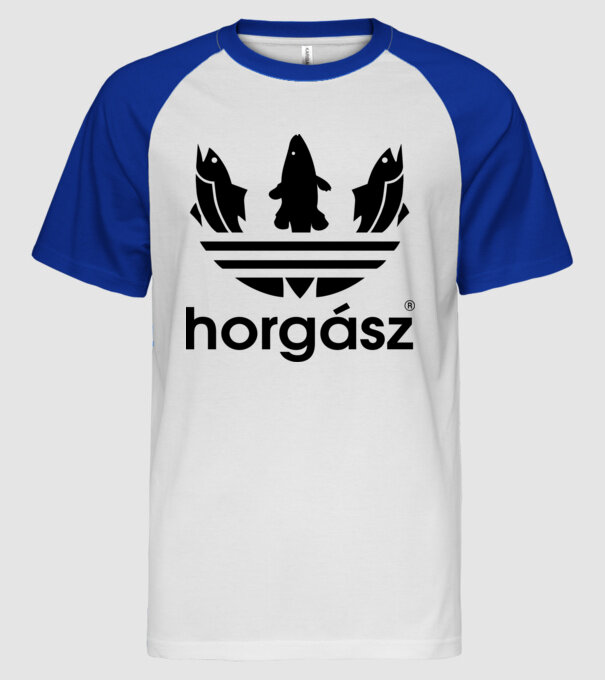 Adidas horgász logó minta fehér/royal pólón