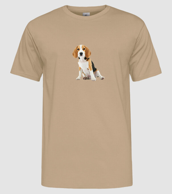 Beagle kutyás póló minta homokszín pólón