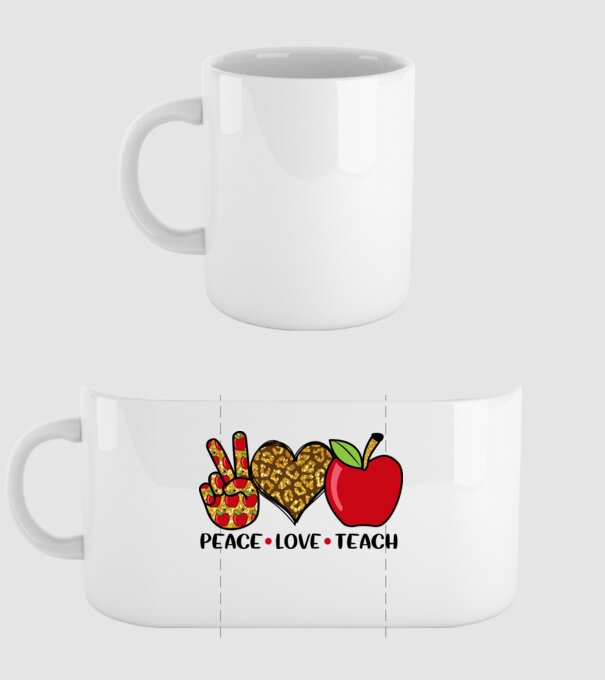 peace.love.Teach minta fehér pólón