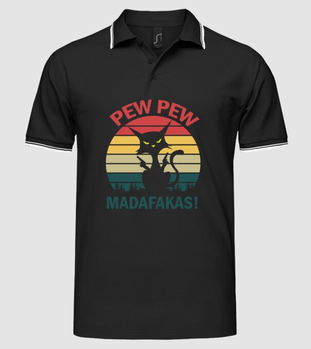 Pew Pew Madafakas minta fekete pólón