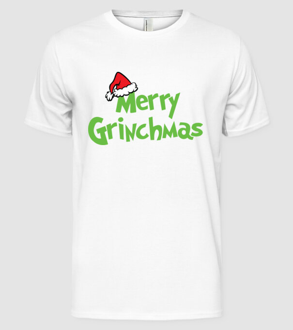 Karácsony grincs minta grinchmas minta fehér pólón