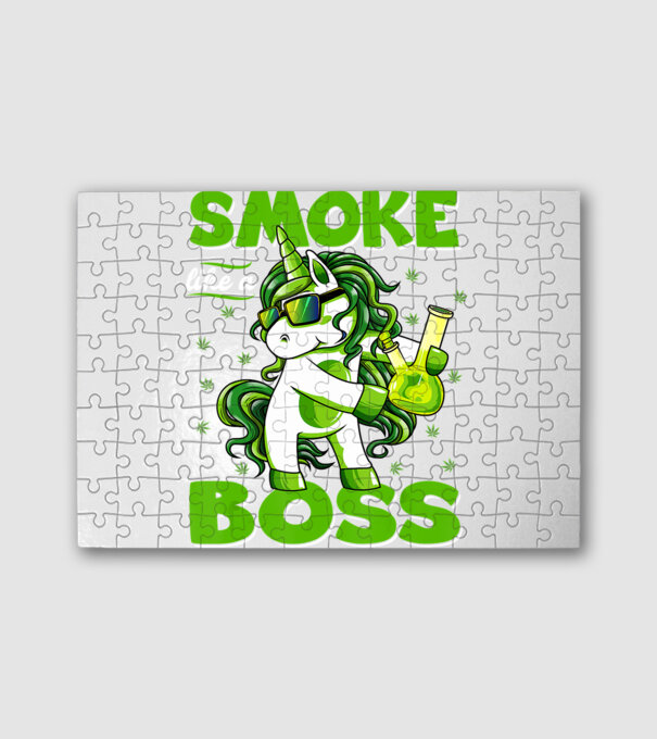 Unikornis SMOKE boss minta fehér pólón