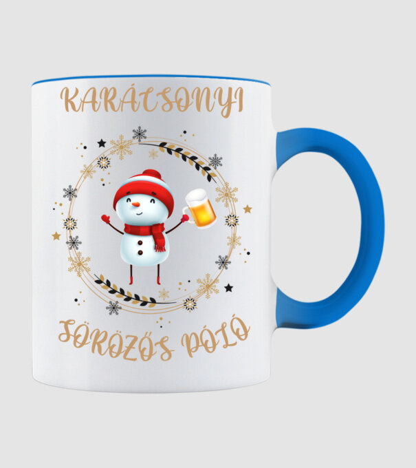 Karácsonyi sörözős póló (4) minta világoskék pólón