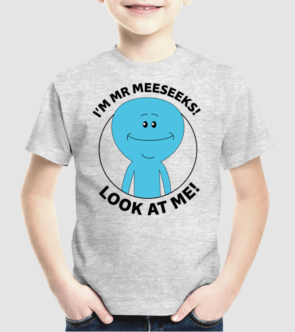 Mr Meeseeks minta szürke pólón