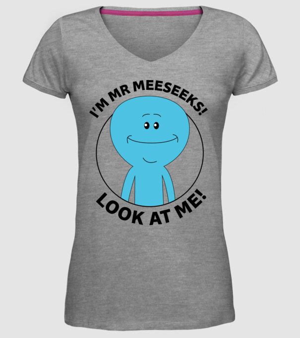 Mr Meeseeks minta szürke pólón