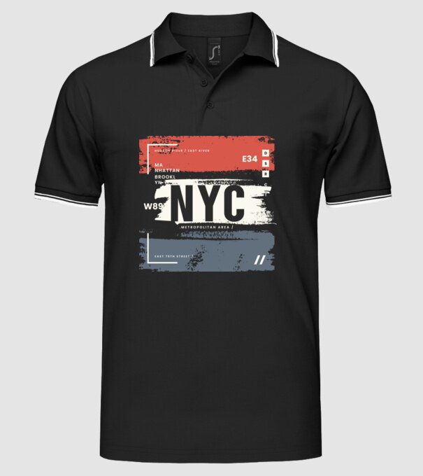 N.Y.C tee design minta fekete pólón