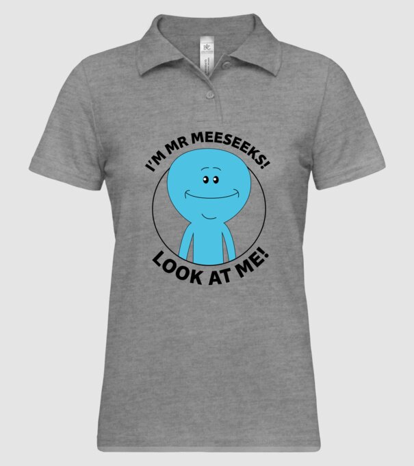 Mr Meeseeks minta szürke pólón