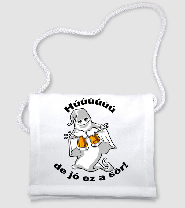 Szellem 2 korsó sörrel - ˝Húúú de jó ez a sör˝ - fekete minta fehér pólón
