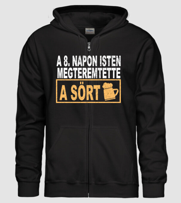 A 8. napon Isten megteremtette a sört minta fekete pólón